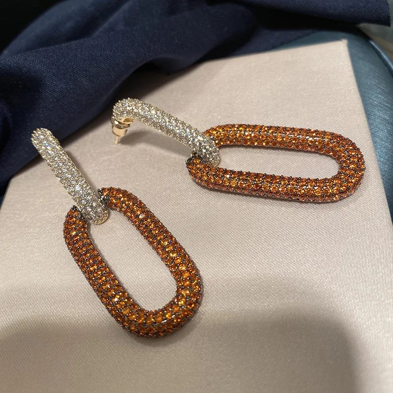 Bilin color Mode Orange Zirkon Kette Punk Ohrring für Frauen