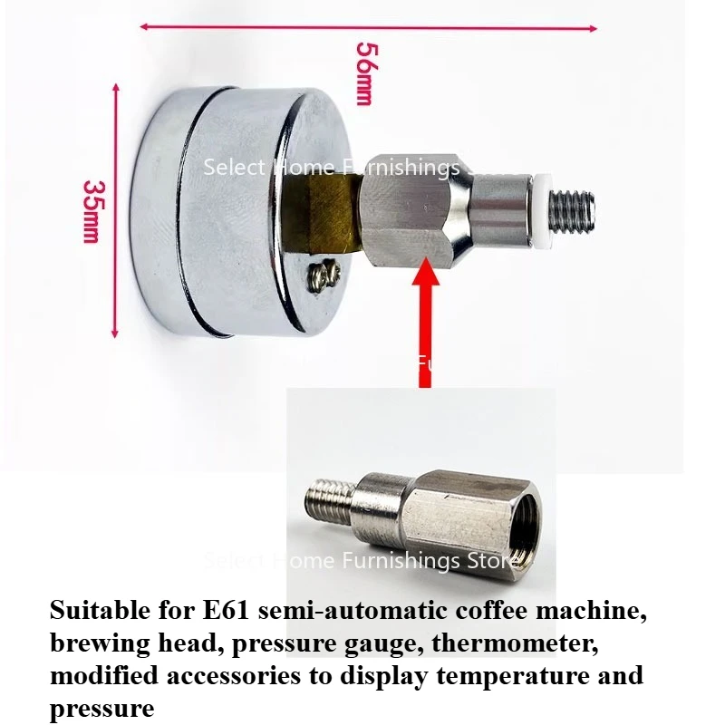 Geeignet für halbautomatische E61-Kaffeemaschine, Brühkopf, Manometer, Thermometer, Anzeigetemperatur und Druck Image
