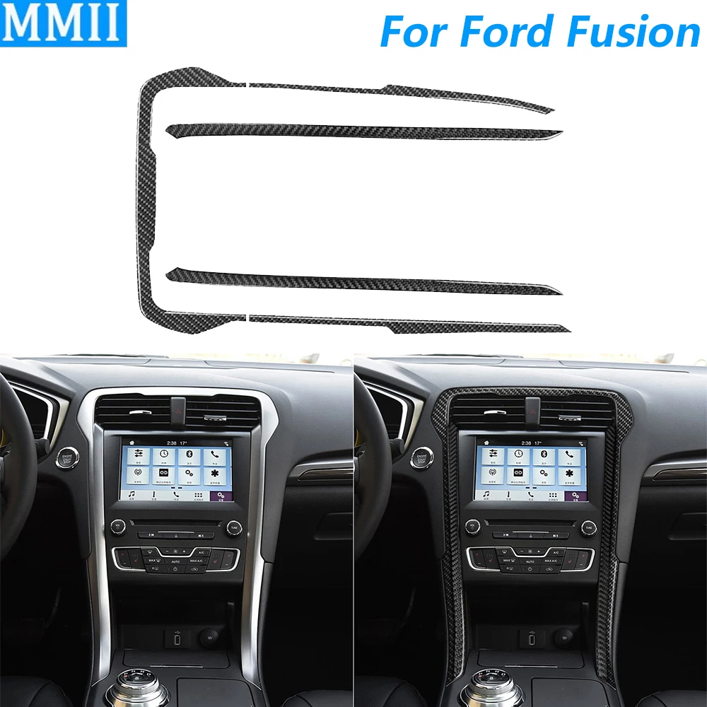 Für Ford Fusion 2013-2021 Carbon Faser Zentrale Steuerung Navigation Radio CD AC Rahmen Panel Abdeckung Trim Auto Zubehör aufkleber Image