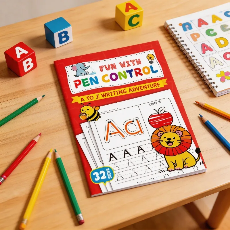 Kinder-Alphabet-Übungsbücher A-Z, Alphabet-Schreibübungsbücher Geeignet für Vorschulkinder, Schreibfähigkeiten-Training Image