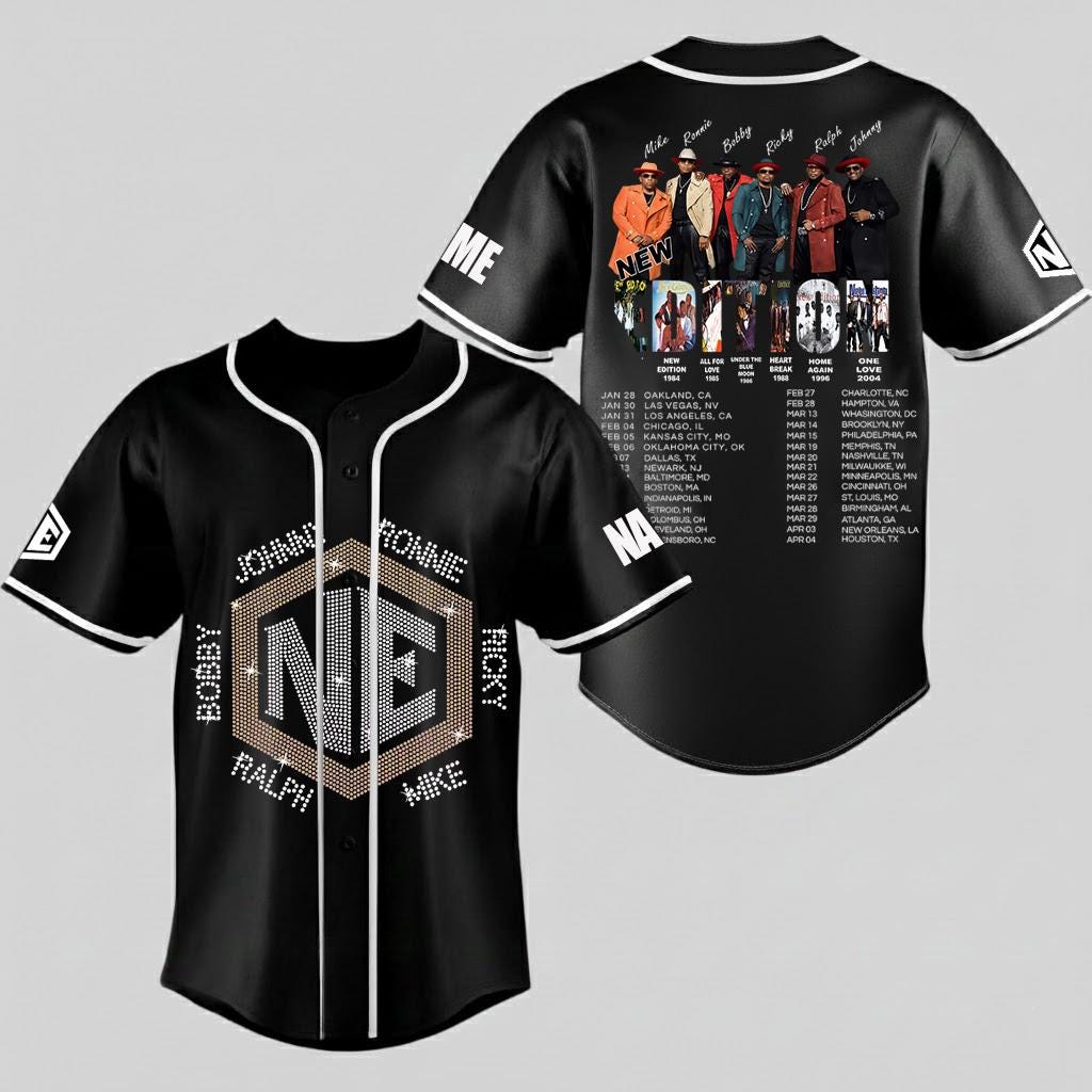 Maglietta personalizzata The New Edition Way Tour 2026, maglietta da baseball New Edition, maglia New Edition NE