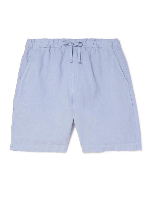 Joggy Straight-Leg Linen Bermuda Shorts - Blue - Hartford Shorts