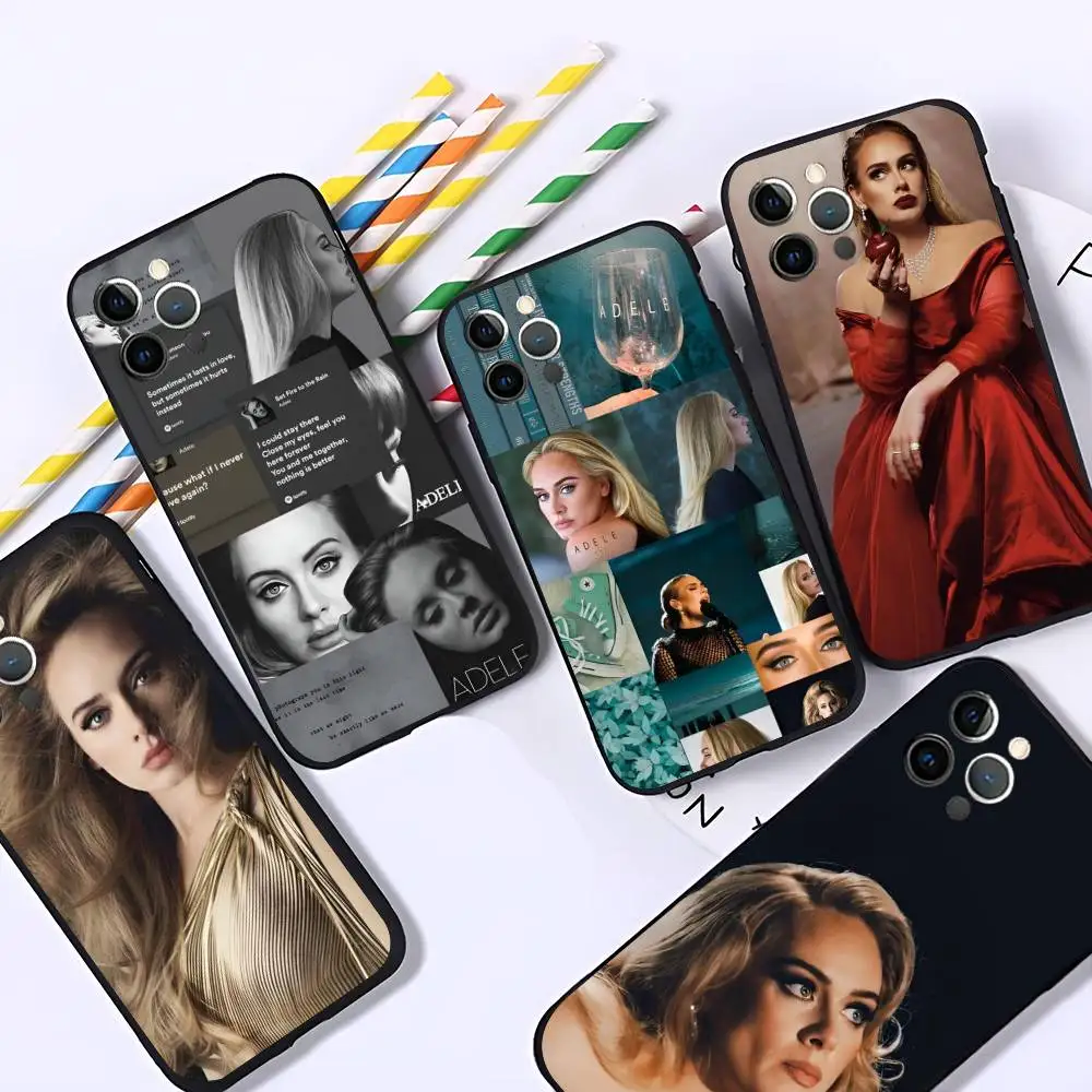 Singer A-Adele Handyhülle für iPhone 17 Air 16 15 14 13 Pro Max 11 12 Schwarze Silikonhülle Image