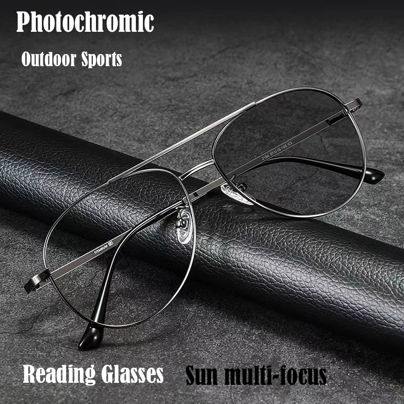 2025 Photochrome Progressive Lesebrille Männer Chameleon Gläser Männlich Ändern Farbe Sonnenbrille Fahrer Dioptrien Brillen Image