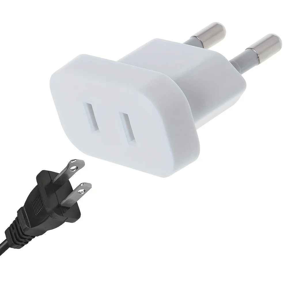 4,0/4,8 mm EU-Stecker-Adapter, USA auf EU, Euro-Reiseadapter auf europäischen 2-poligen AC-Konverter, Steckdose, US-Standards nach Europa Image