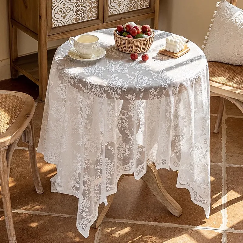 1PC Pastoralen neue spitze tischdecke ins stil weiß retro runde tisch tischdecke kaffee tisch haushalt Französisch abdeckung tuch