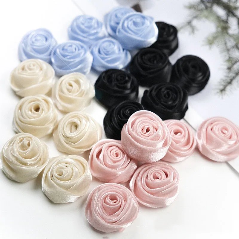10 pcs 3cm High-End Satin Rose Blume handgemachte DIY Haarnadel Corsage Kopfschmuck Hochzeit Accessoires Hut Kleidung Accessoires