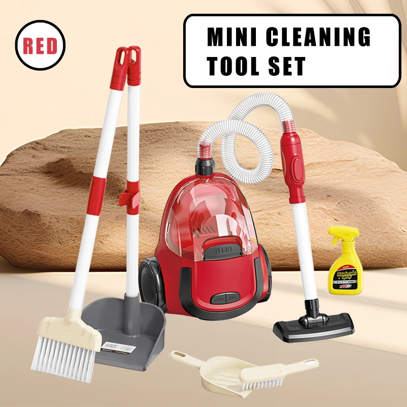 Reinigungsspielzeug-Set – inklusive Staubsauger, Kehrmaschine, Behälter, Bürste und Sprühflasche, pädagogisches Rollenspiel-Geschenk für Kinder ab 3 Jahren Image