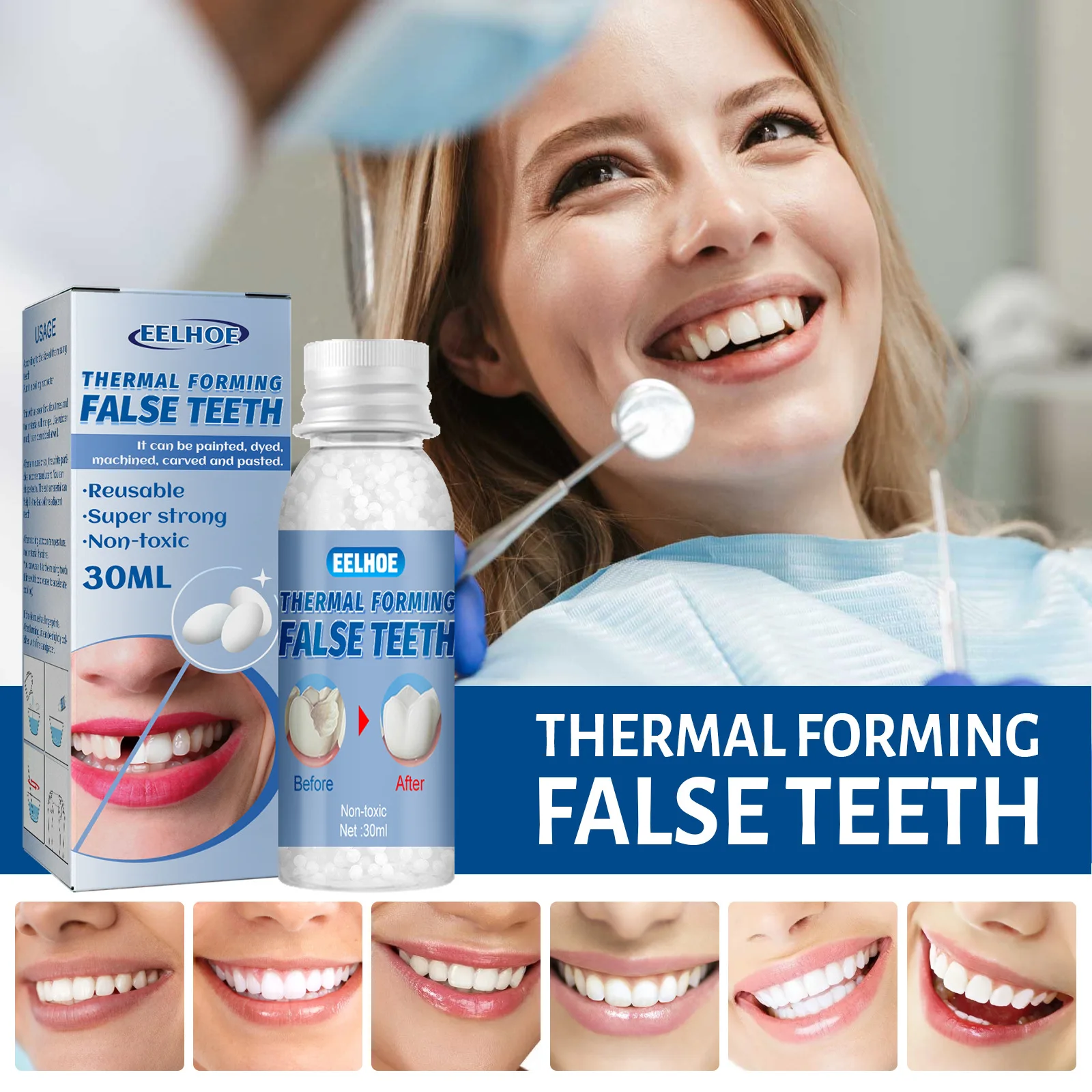 Temporäre Zähne Reparatur Falseteeth Kleber Harz Zahn Reparatur Kleber Zähne Lücken Füllung Falsche Zähne Festen Kleber Sicherheit Dental Liefert Image