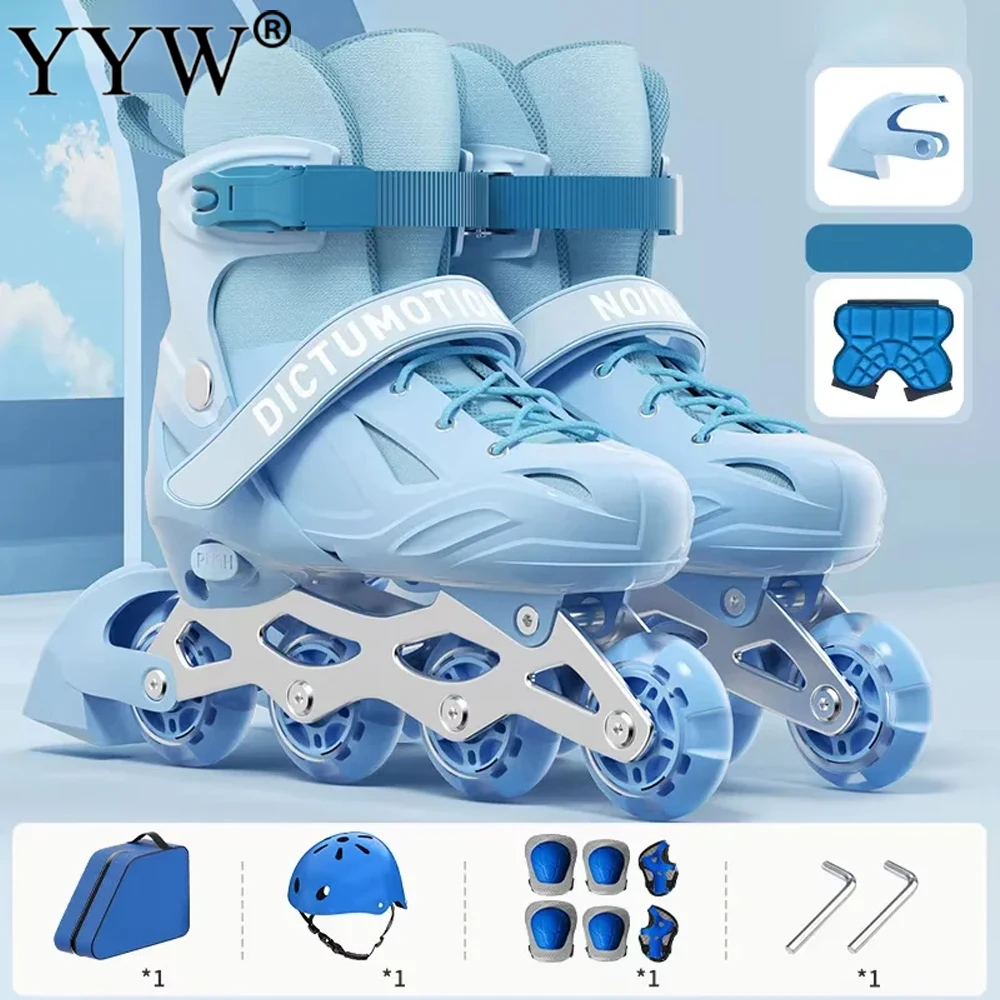 Kinder-Inline-Rollschuhe für Jungen und Mädchen mit Leuchtenden 4 Rädern, Erwachsene Damen Herren Outdoor-Skateschuhe, Verstellbare Größe 26-41