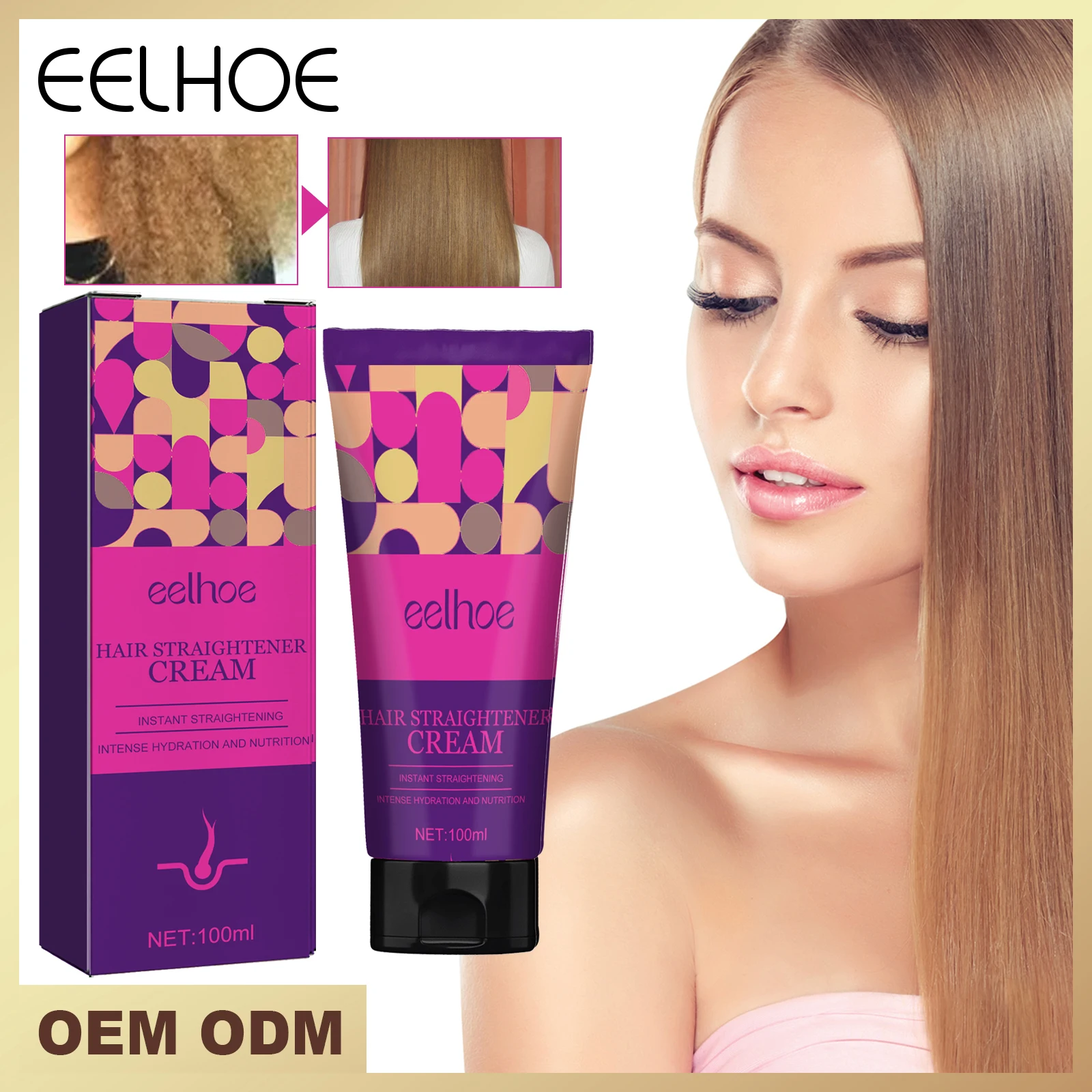 Keratin-Haarglättungscreme, Keratin-Creme zur Glättung von Haaren, professionelles Keratin zur dauerhaften Glättung der Haarpflege Image