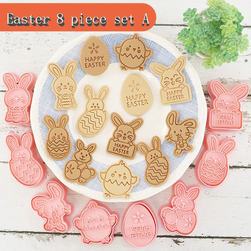 8 Teile/satz Ostern Cookie Schneider 3D Kaninchen Ei Cartoon Bunny Formen Backen Werkzeuge Ostern Party DIY Dekorieren Backen Kochen Werkzeuge Image