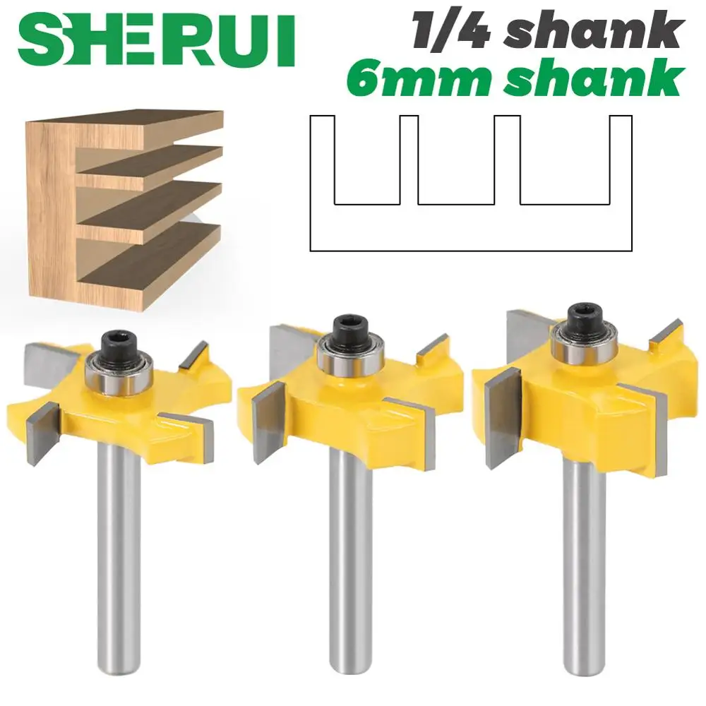 1pc 6mm 1/4 zoll Schaft T typ lager holz fräser Industrie Grade Rabbeting Bit holzbearbeitung werkzeug router bits für holz Image