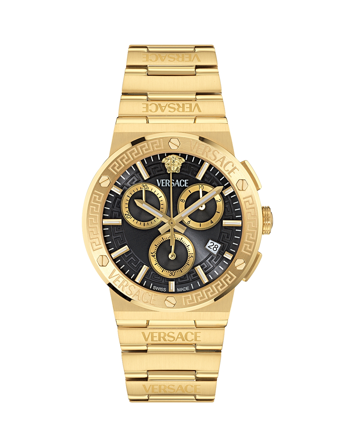 Versace Greca Logo Chronograph Bracelet Watch, 40mm - Yellow Gold