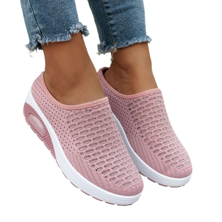 Backless Sneakers for Women Women s Mules Womens Summer Mules Mules for Women 2026 Backless Tennis Shoes for Women Hollow Out Women s Ladies Mesh Shoes Footwear Flat Breathable Shoes Pink 9.5