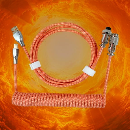 Oggfader Keyboards for Computers Coiled USB C Cable For Gaming Keyboard Double Sleeved Mechanical Keyboard Cable With Detachable Metal 1.5M USB C To USB A Red