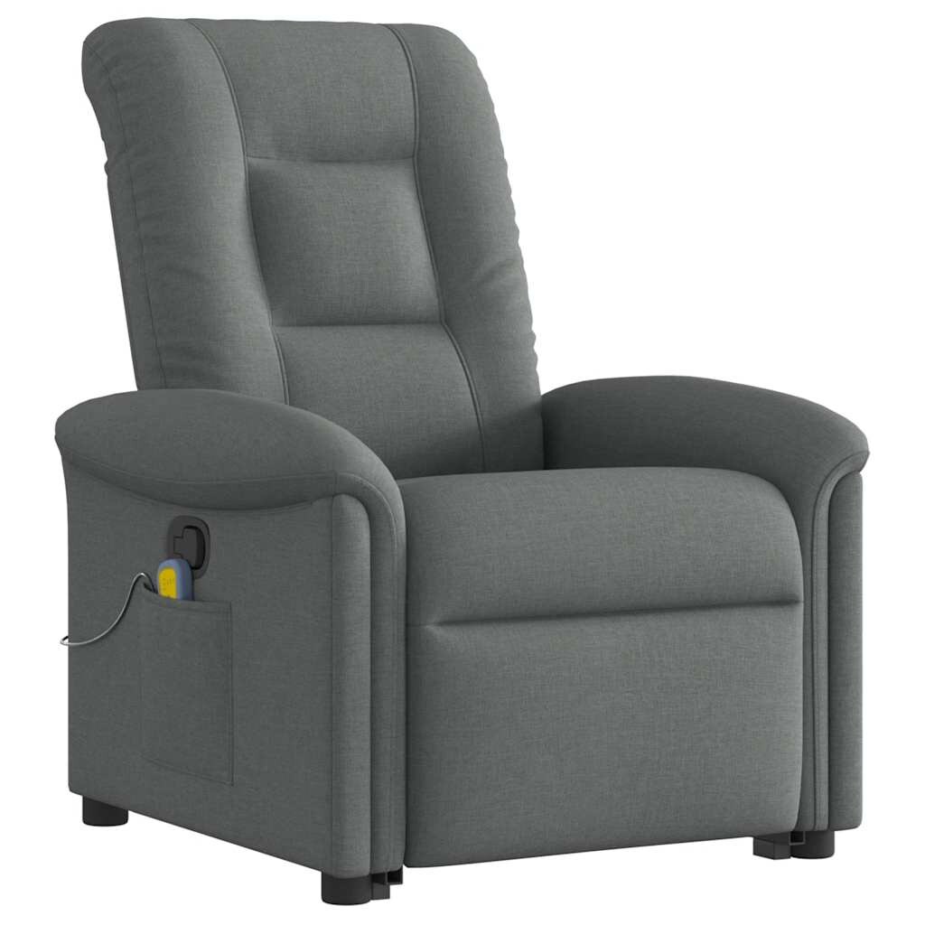 vidaXL Massagesessel mit Aufstehhilfe Dunkelgrau Stoff Image
