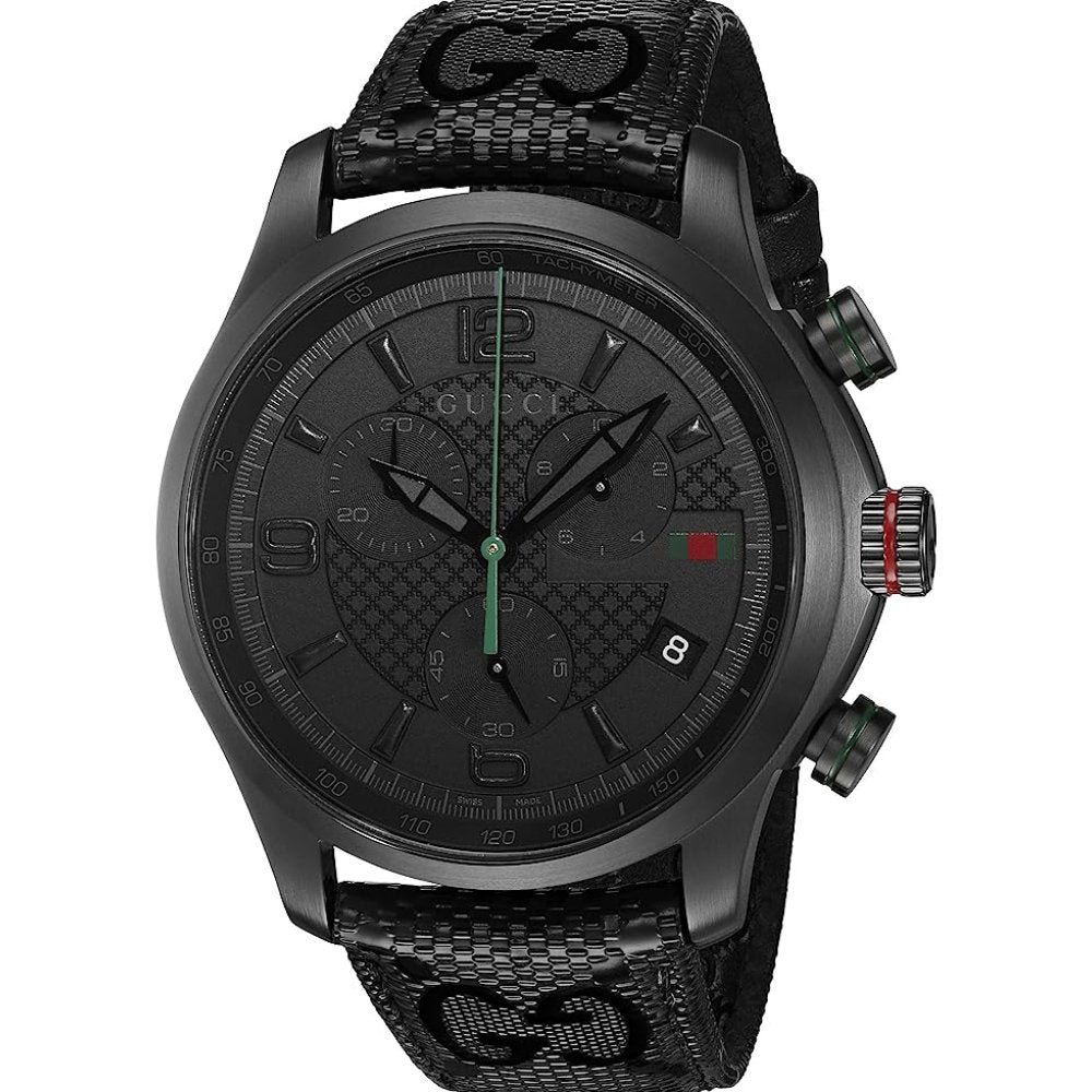 Gucci YA126244 G-Timeless Herren-Chronographenuhr mit Lederarmband