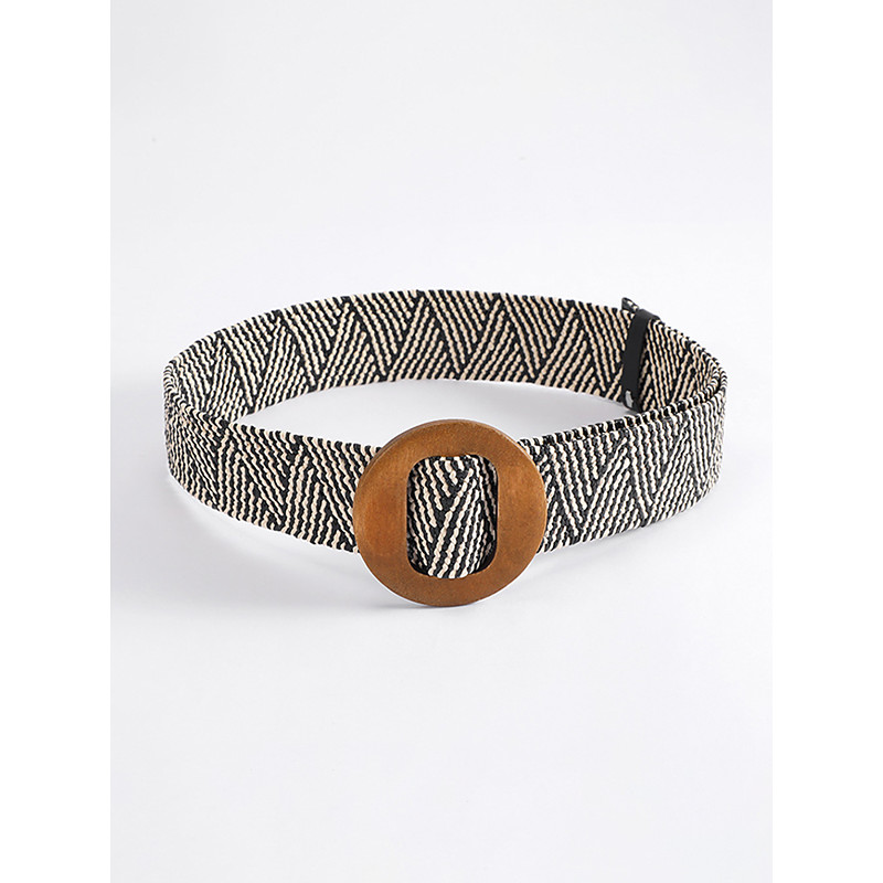 Women's Bohemian Woven Waist Belt with Vintage Wooden Buckle, Straw Mesh Cinch Dress Belt for Summer Beach Vacation Daily Casual Wear, Multi-Color Available