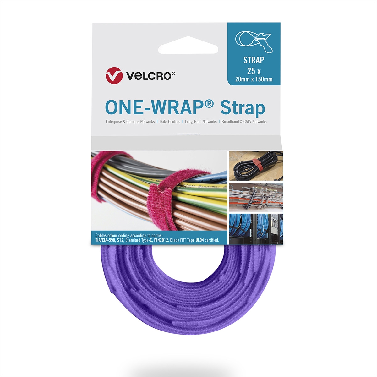 VELCRO® One Wrap® Strap 20mm x 330mm, 25 Stück, violett Image
