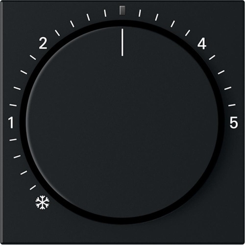 Gira System 55 Abdeckung, Thermostat, schwarz, matt, Skala, 2702005 Image