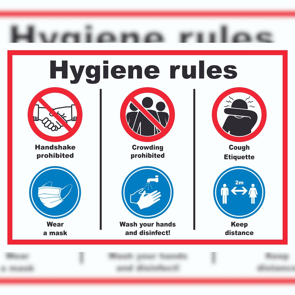 HB-Druck Hygiene rules Symbol und Text Schild A2 Rückseite selbstklebend Image