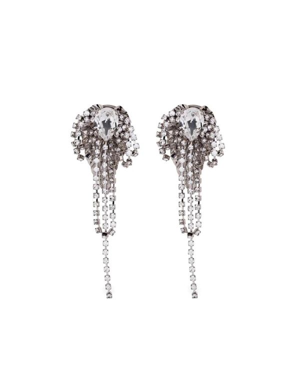 Crystal-Embellished Fringed Earrings - White - Alessandra Rich Earrings