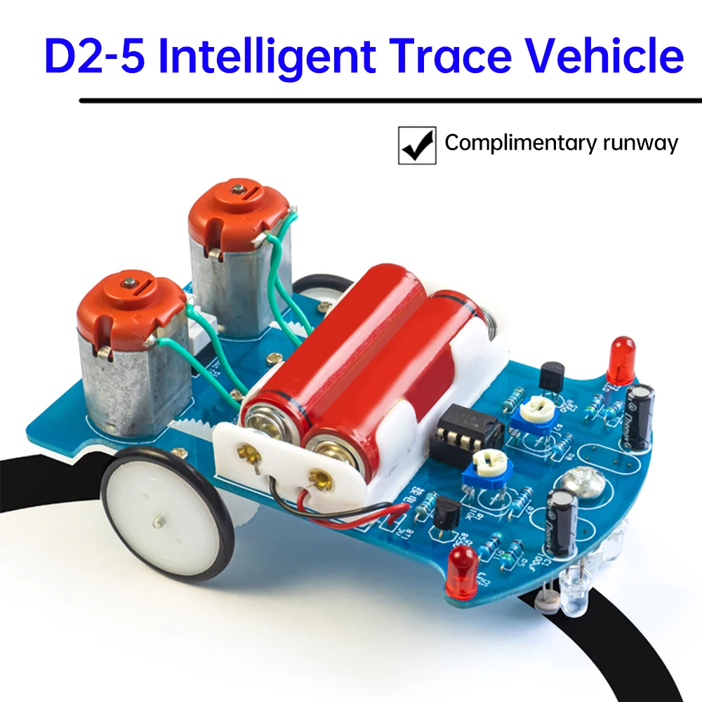 D2-5 DIY Kit Intelligent Tracking Line Car Electronic Production Assembly Smart Car DIY Soldering Practice Kit School Practice
