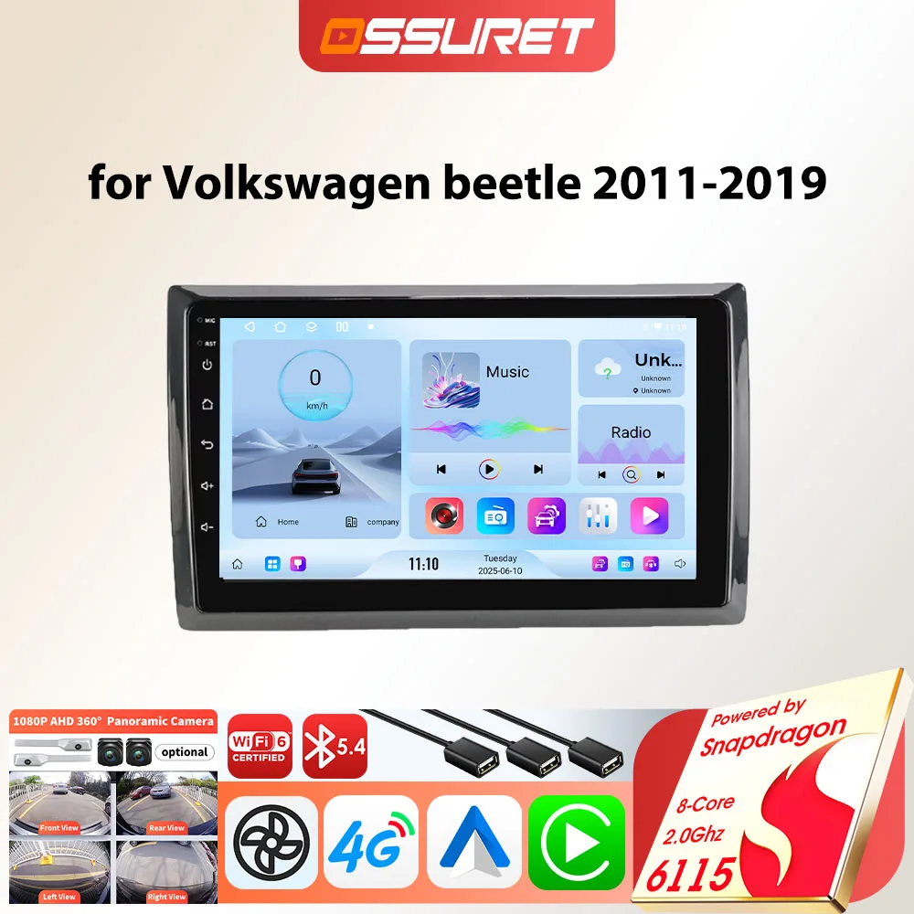 OSSURET 6115 Lettore autoradio Android per VW Volkswagen Beetle A5 5c 2011-2019 Carplay Auto GPS 2DIN 8core 128g Car Multimedia