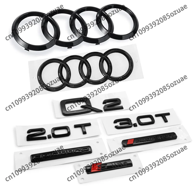 ABS 4 Anello Logo 285mm 202mm Cofano Auto Cofano Anteriore Griglia Baule Posteriore Emblema Distintivo Adesivo S Linea Per Q2 2016-2018 Accessori Auto