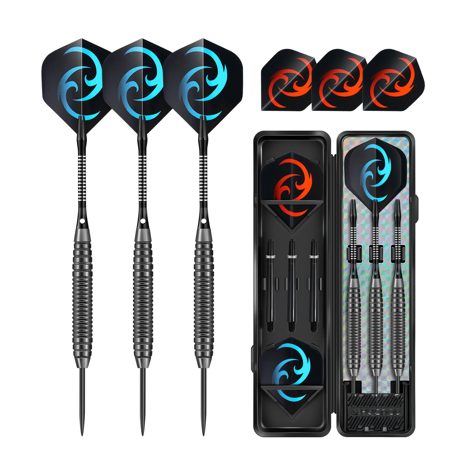 Huanqu 19g Eisen-Dartset, Nadelförmige Darts, Enthält Drei Komplette Darts und Zusätzliche Austauschbare Dart-Schäfte und -Flights, Professionelle Darts, die Erste Wahl für Dart-Enthusiasten, Geschenk Image