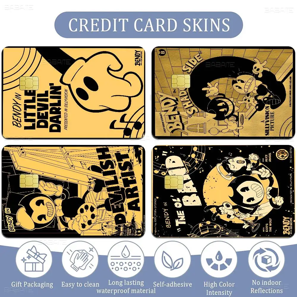 B-Bendy A-And The I-Ink M-Machine Modische Matte Gold Silber Schwarz Mattfolie Aufkleber für Bank- und Kreditkarten Image