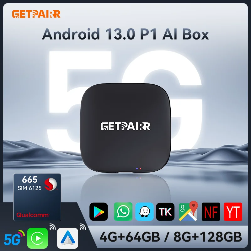GetPairr P1 3 IN 1 AI Box Wireless Carplay Android Auto Adapter 8+ 128GB Smart Video Box für Benz Audi Kia Hyundai VW Toyota Image