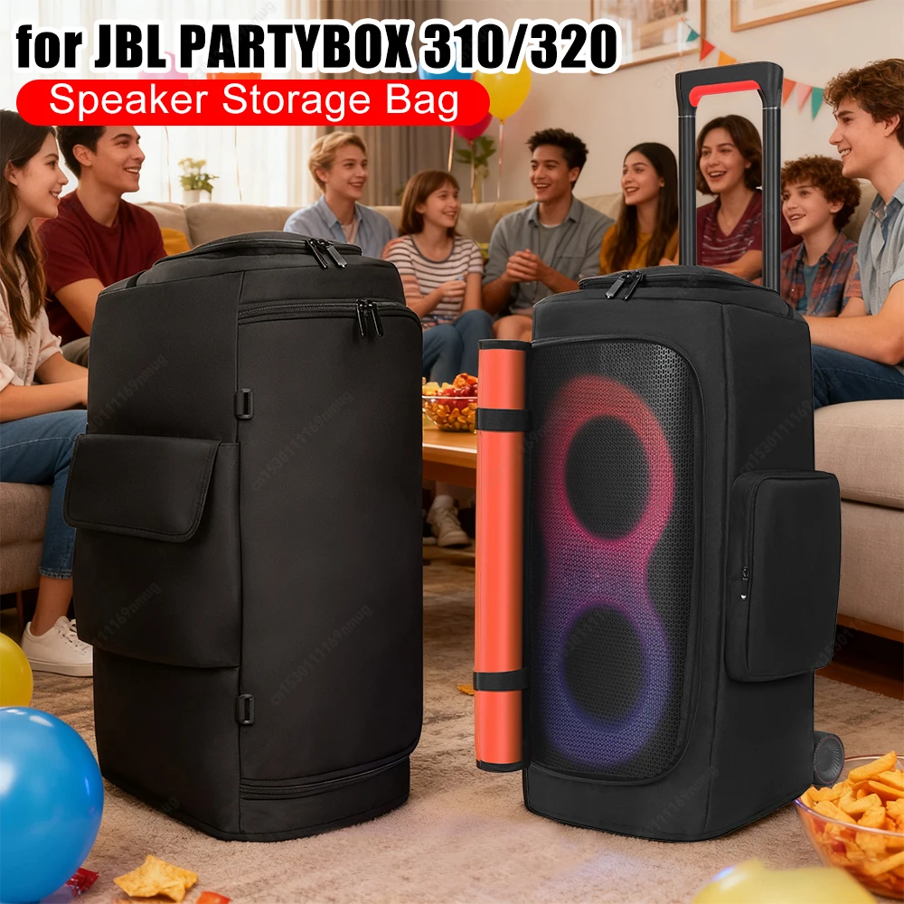 Lautsprecher-Staubschutzhülle mit Mikrofonfach, gepolsterte Lautsprecher-Schutzhülle, faltbare Lautsprecher-Tragetasche für JBL PARTYBOX 310/320 Zubehör Image