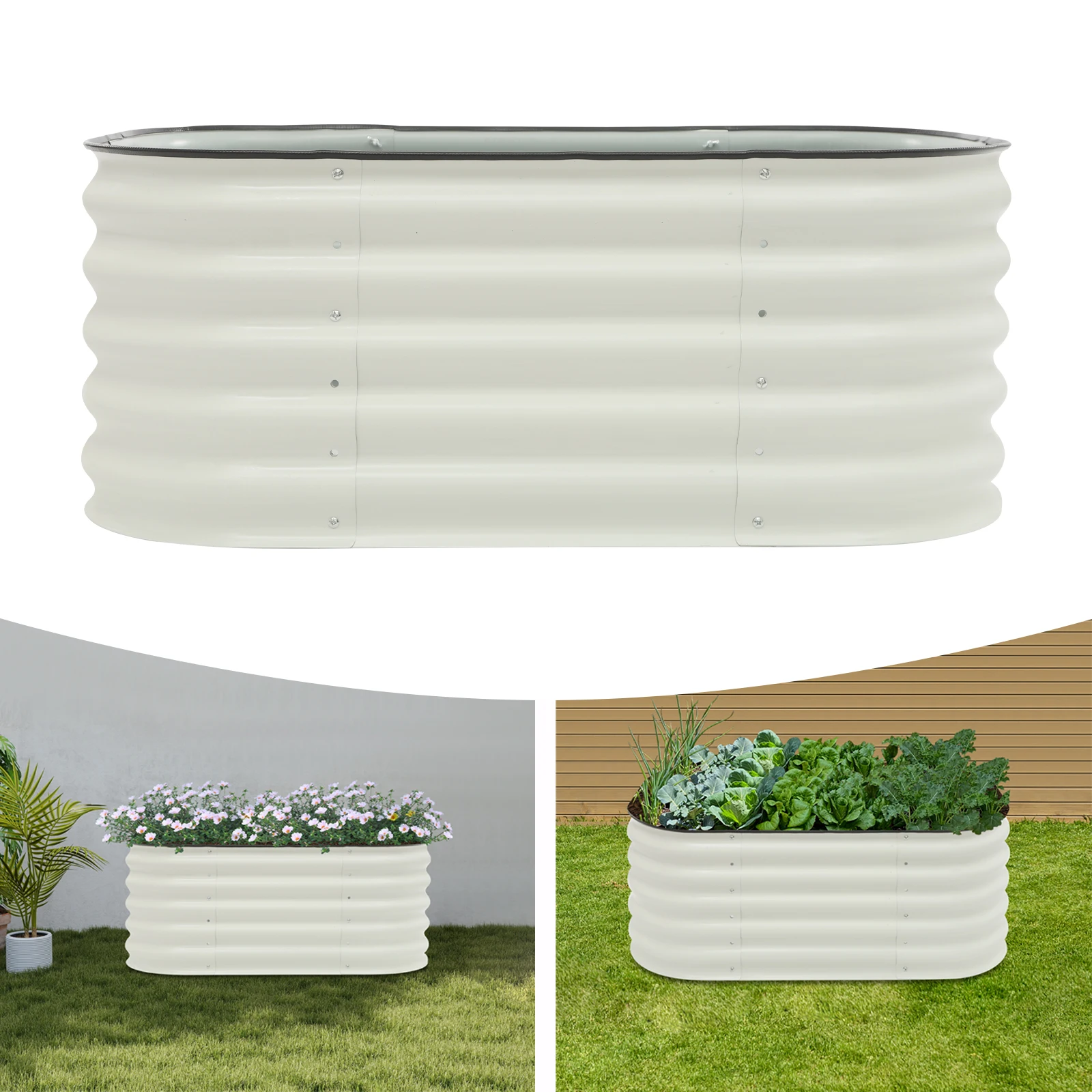 105*60*43cm Modernes Weißes Hochbeet, Outdoor-Garten-Hochbeet Geeignet für Gärten, Innenhöfe, Balkone, Terrassen Image