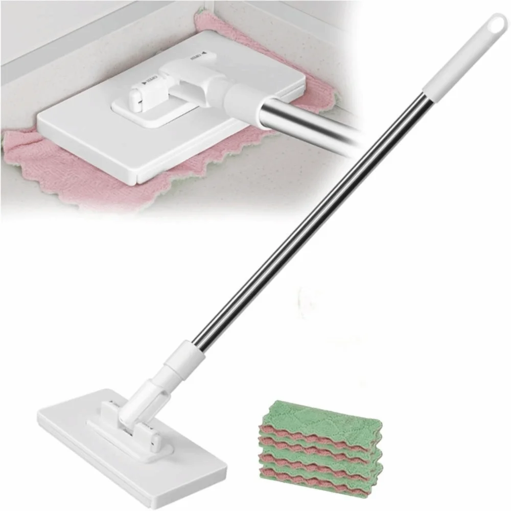 Neu mit 3 wiederverwendbaren Tüchern, Freisprechmopp 360 ° Rotierender Kopf, Klemmung, automatischer Mopp-Clip, Handtuch-Mopp, Haushalt Image