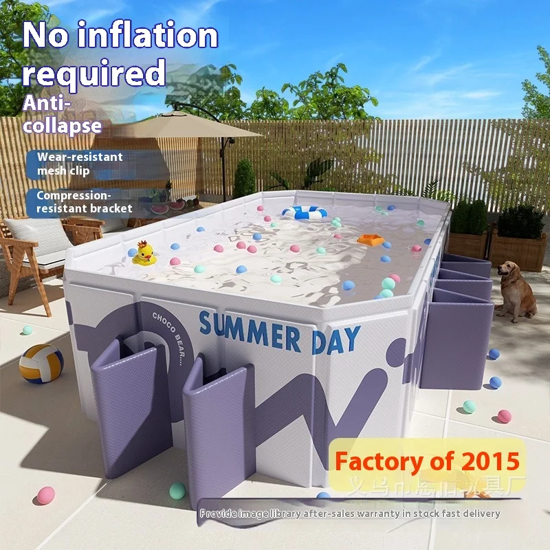 Nicht aufblasbares Kinder-Schwimmbecken, faltbar, langlebig, umweltfreundlich, für die Familie, groß, für den Außenbereich Image