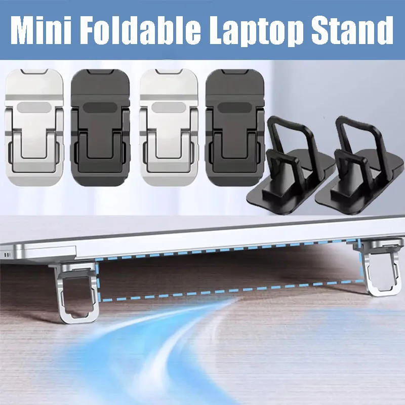 2-40 Stück faltbarer Laptop-Ständer, tragbarer Computer-Tastaturständer mit verstellbaren Winkeln, selbstklebender, unsichtbarer Notebook-Ständer Image