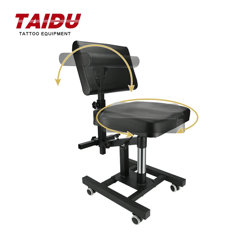 TAIDU Neuester Multifunktionaler Tattoo-Stuhl mit Luftdruck-Hebefunktion und Verstellbarer Rückenlehne, Tattoo-Bank mit Stahlrahmen, Salon-Stühle Image