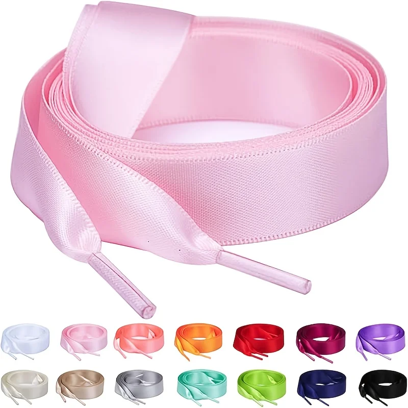 1 Paar 3/4 Zoll breite, flache, farbige Satin-Schnürsenkel, perfekt für Damen-Sneaker, High-Top-Schuhe, Low-Top-Schuhe, Freizeitschuhe, Canvas-Schuhe, Tennisschuhe, Trailrunning-Schuhe oder Stiefel