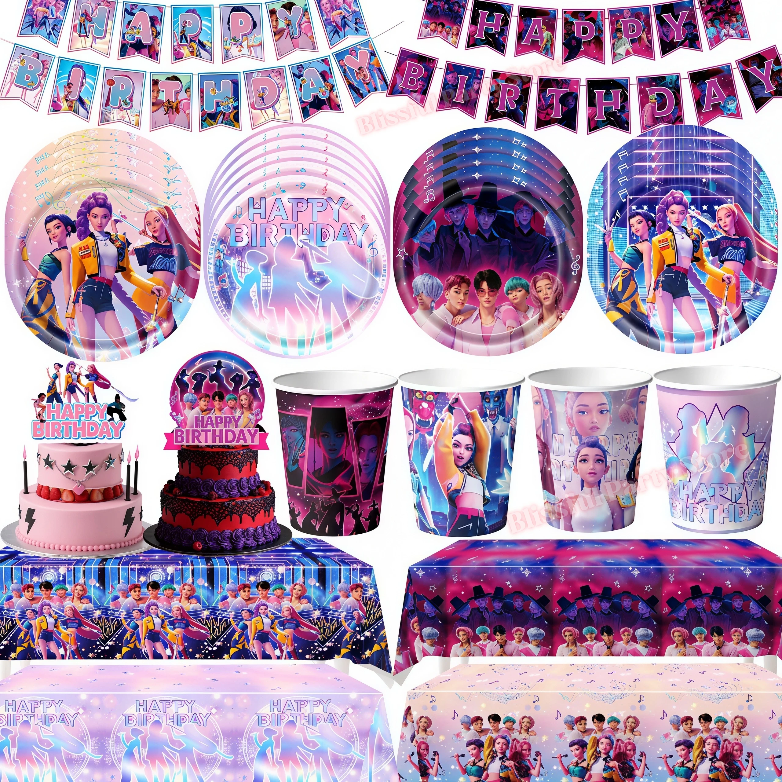 K-Pop Demons Hunte Geburtstagsparty-Dekoration Saja Jungen Teller Servietten Kpop Anime Party-Geschenke Kinder Baby-Shower Dekorationszubehör Image