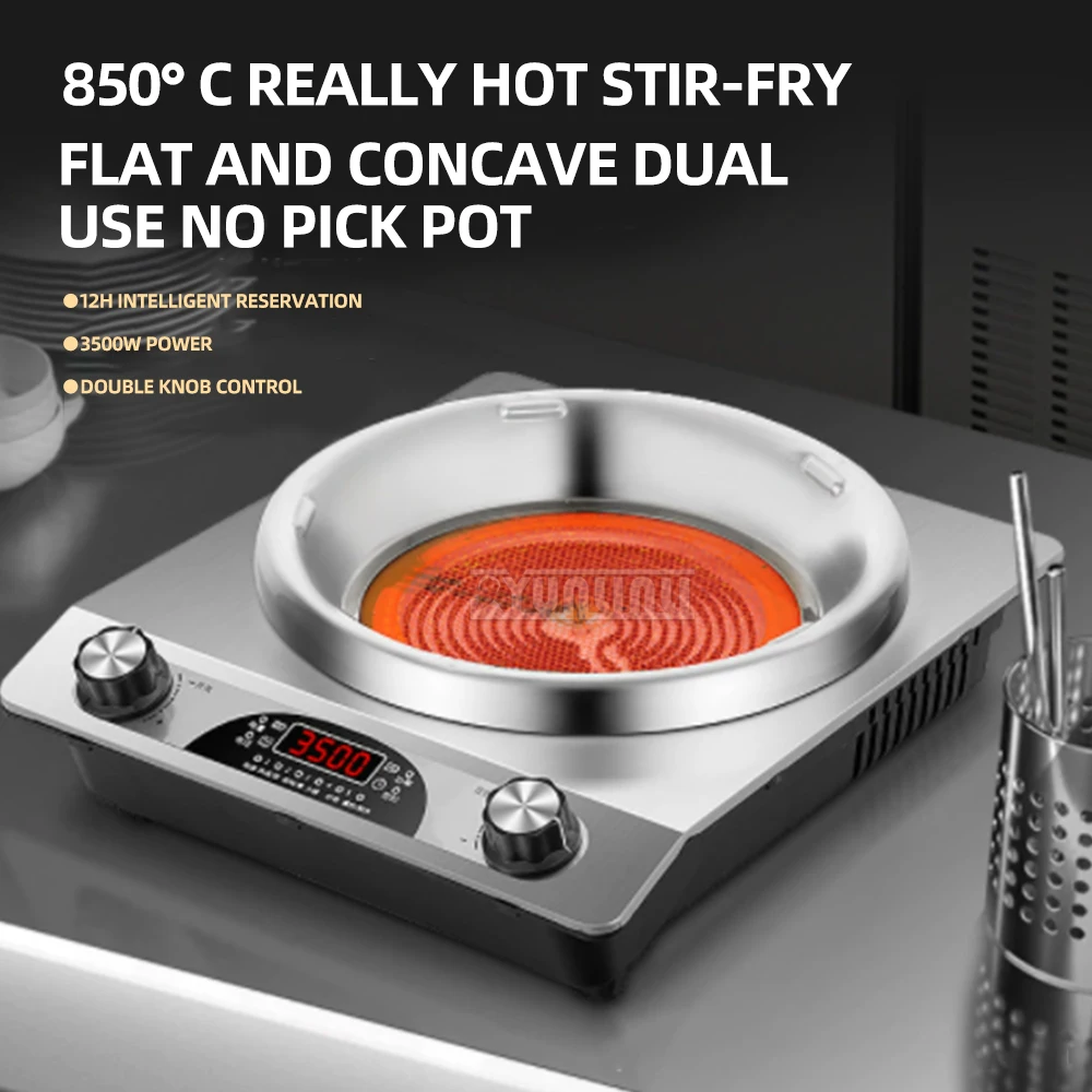 5000 W Estufa El Sundae Cocinar Hochleistungs-konkaver Keramikkocher Elektrischer Keramikkocher Edelstahl-Rührherd Image