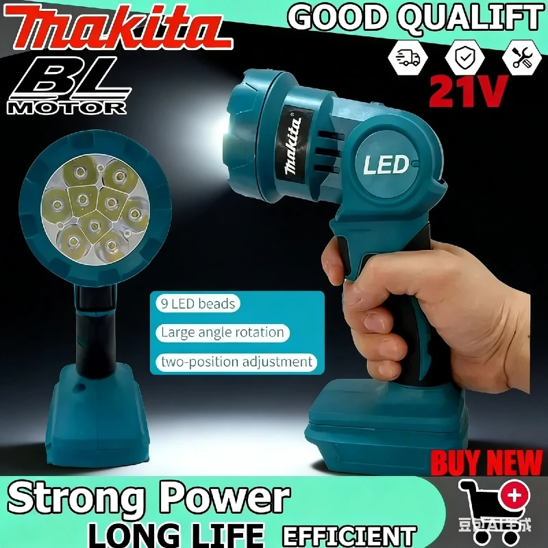 Makita Akku-LED-Taschenlampe, Elektrowerkzeuge, tragbarer Outdoor-Scheinwerfer, wiederaufladbare Laternen, Baustellenleuchte für 18V/20V Arbeitsleuchten Image