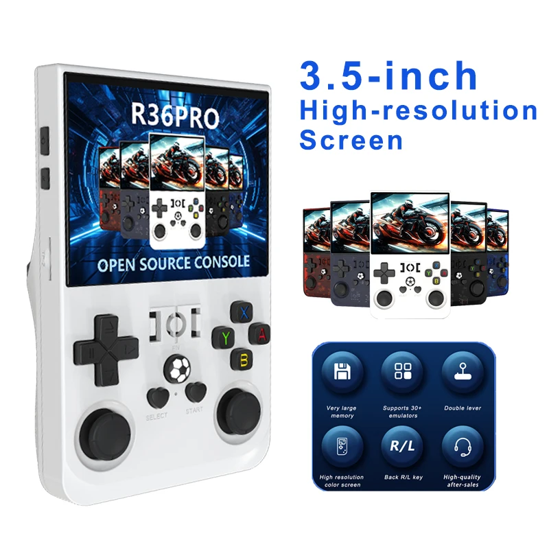 R36Pro Handheld-Videospielkonsole, Retro-Linux-System, 3,5-Zoll-IPS-Bildschirm, Open-Source, tragbarer Taschenvideoplayer, 128 GB Spiele Image