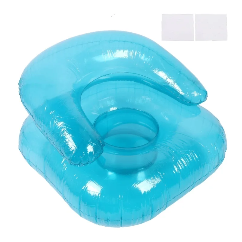Aufblasbares Sofa, PVC, transparent, ergonomisch, aufblasbarer Stuhl für drinnen, Schlafzimmer, Balkon, draußen, Garten, Pool, Entspannung, Blau Image