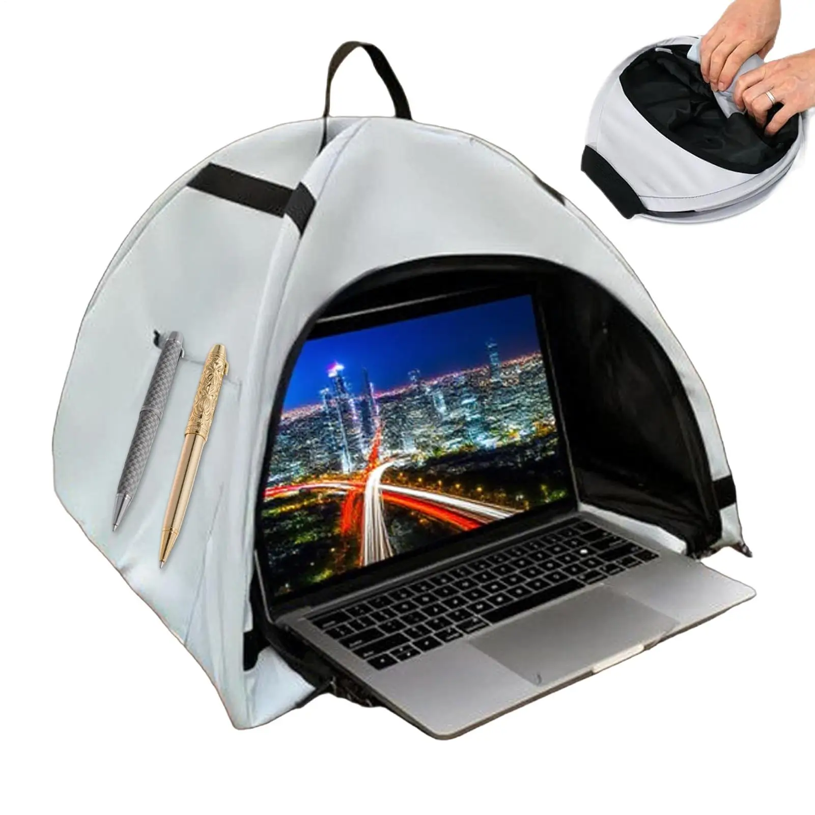 Laptop-Sonnenschutz, Computer-Sonnenschutz für Laptop, tragbarer Computer-Sonnenschutz, Haube, Sichtschutz, Abdeckung für Arbeiten im Freien, Reisen Image