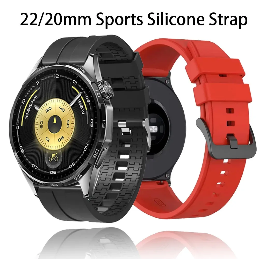 22/20mm Sport-Silikonarmband für Huawei Watch GT6-5 46mm Samsung Watch 7 6 5 4 Gear S3 Komfortables Band für Amazfit Balance 2-1 Image