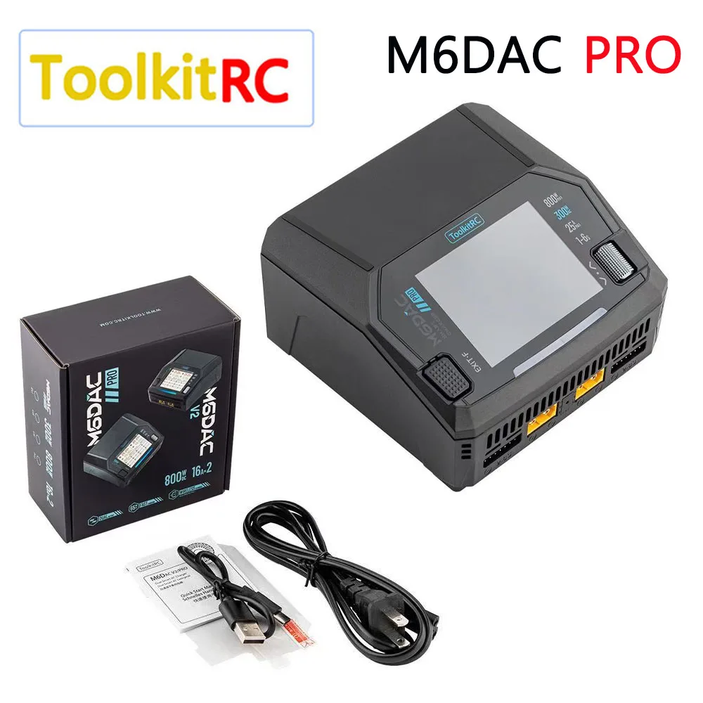 ToolkitRC M6DAC PRO V2 Zweikanal-Smart-Lipo-Akkuladegerät Entlader AC 200 W DC 800 W 16 A für 1–6 S LiHV LiPo PD65W FPV-Drohne Image