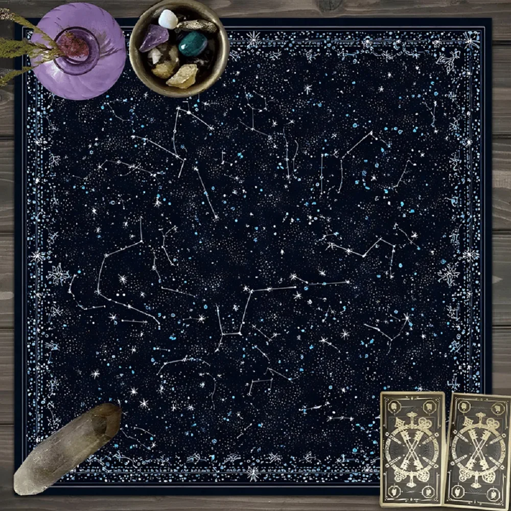 1 Stück mystische Tarot-Altartischdecke, geeignet für heidnische, Hexerei-, Astrologie-, Halloween- und Thanksgiving-Dekorationen Image