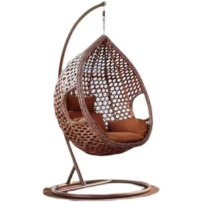 Hängesessel, Hängekorb, Rattanstuhl, für Zuhause, Freizeit, für den Innenbereich, Balkon, Terrasse, Rattan, wasserdicht, Sonnenschutz, Liegestuhl, fu